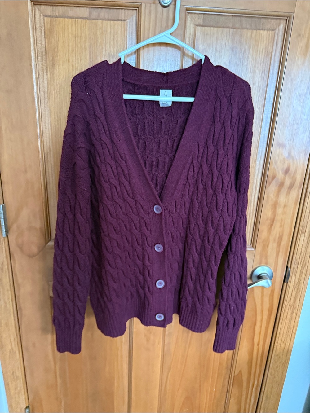 Joie Burgundy Cable Knit Button-Front Cardigan